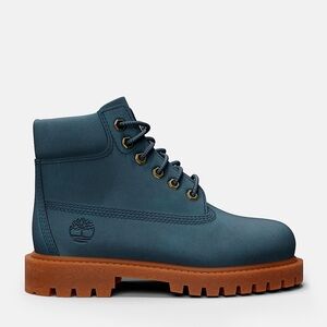 Timberland Navy Leather Work Boot with Brown Lug Sole